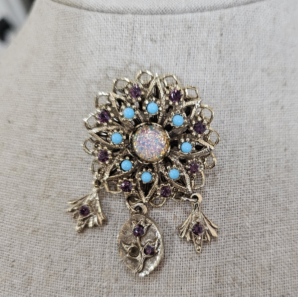 Stunning Multi Stone Czech Style Brooch